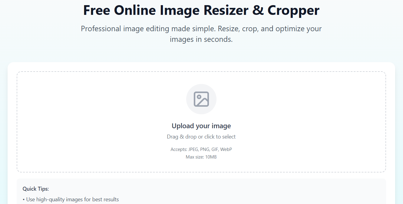 Screenshot of Image Resize Tool
